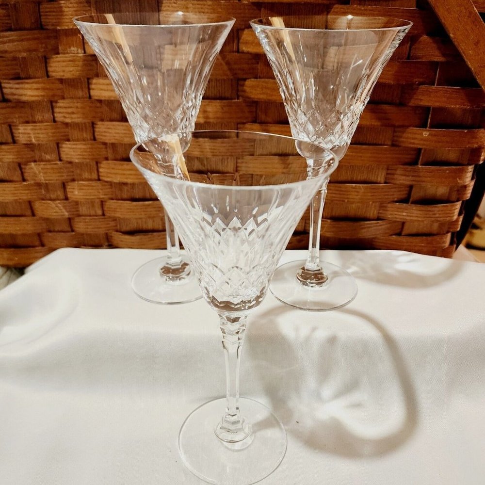 3) Mikasa Berkshire Wine Glasses Set 7.5" discontinued pattern water glassware